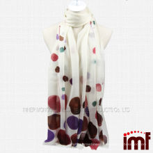 Burgundy Polka Dot Hand Printed 200NM 70*196cm Cashmere Shawl